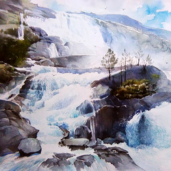 Водопад,, Langfossen,,Норвегия.