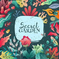 Secret garden frame illustration