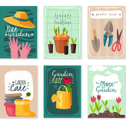 Gardening cartoon cards