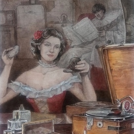 Иллюстрация для Анны Веневитиновой к рассказу "Пьеро и Коломбина. Кукольная рапсодия для патефона и плавленых сырков"