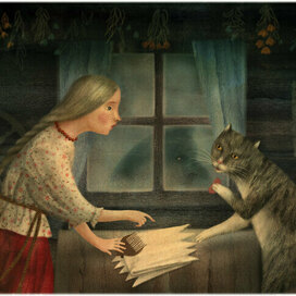 Иллюстрация к сказке "Баба Яга" для сборника русских сказок издательства Лабиринт Пресс
