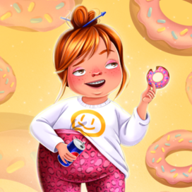 Девочка с пончиками