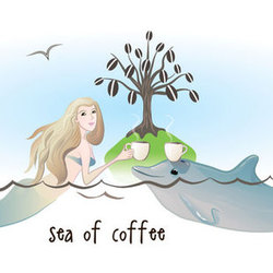 Дельфин и русалка в кофейном море