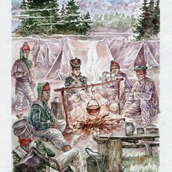 На привале ( серия открыток об Отечественной войне 1812 года )