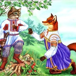 Кот и лиса.Сказка.Как кот с лисой в лесу познакомился.