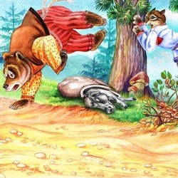 Иллюстрация к сказке "Кот и лиса".Как кот зверей напугал