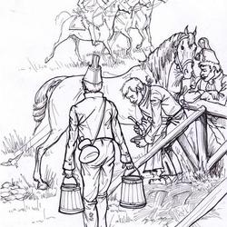 Французский лагерь на р.Чернишня, октябрь 1812-го г. Ковка лошадей