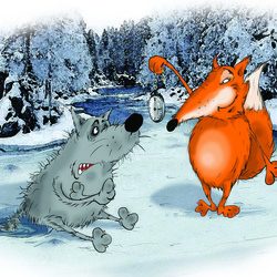 Иллюстрация к сказке Лиса и волк