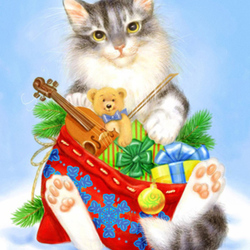 Кошка с подарками