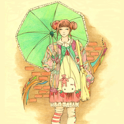 Девочка-кавай с зонтиком
